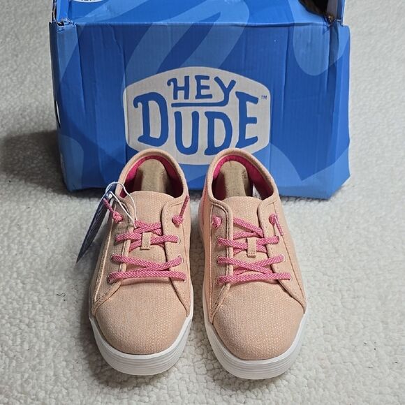 NWT Hey Dude Cody Heathered Knit Mesh Sneakers YT3 Pink - Picture 1 of 7
